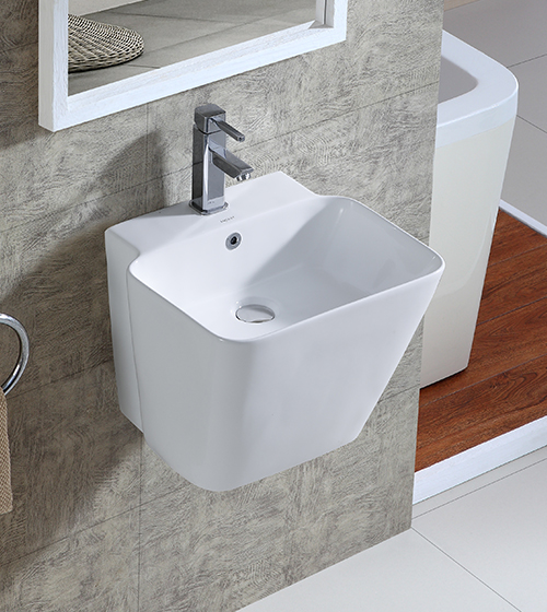 Ceramic Half-Pedestal Wall-Mounted Wash Basin – Aquant India