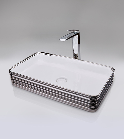 Platinum + White Table-Mounted Wash Basin – Aquant India
