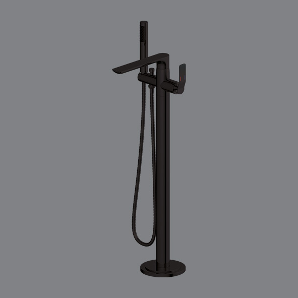 Matt Black Free Standing Bath Mixer with Hand Shower – Aquant India