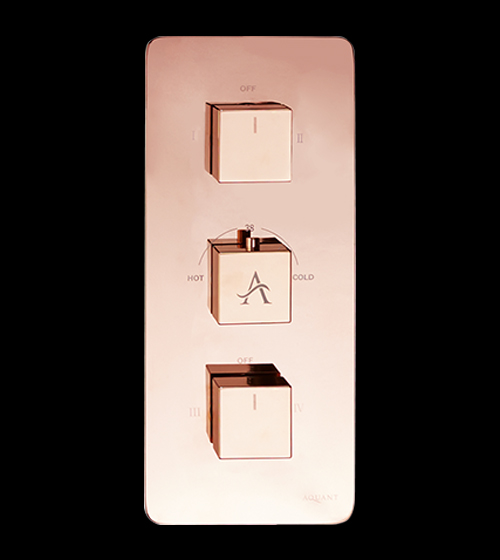 Rose Gold High-Flow Thermostatic Diverter With Four Outlets (20mm Inlet) – Aquant India