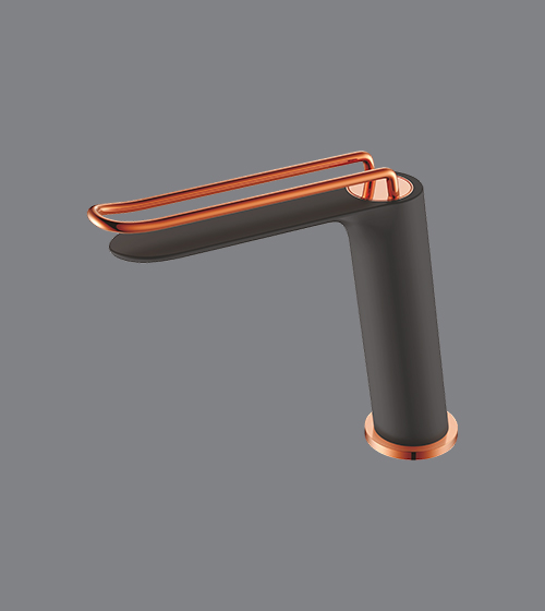 Matt Black + Rose Gold Brass Basin Mixer – Aquant India