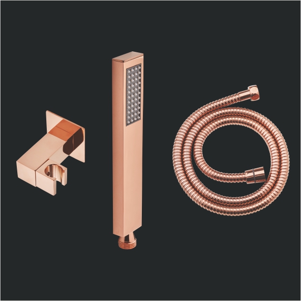 Rose Gold Hand Shower Set with1.5mtr Flexible Hose & Swivel Hook – Aquant India