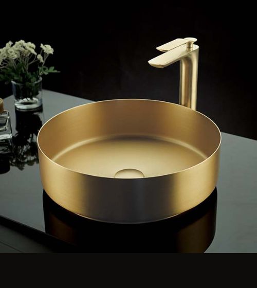 Brushed Gold SS(304) Table Mounted  Wash Basin  with  Pop-Up  Waste Coupling – Aquant India