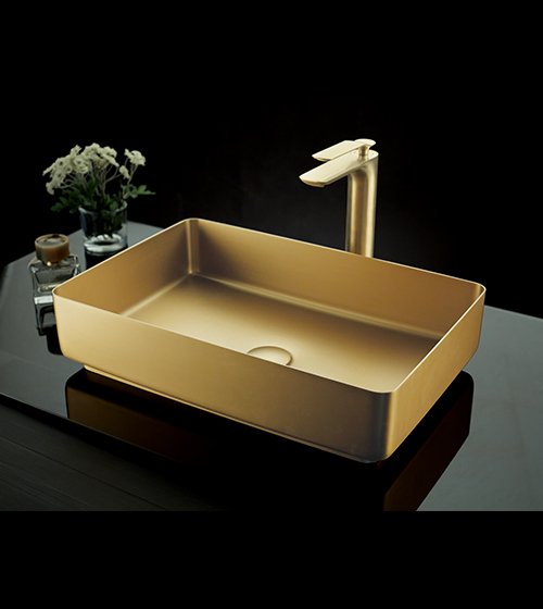 Brushed Gold SS(304) Table Mounted  Wash Basin  with  Pop-Up  Waste Coupling – Aquant India