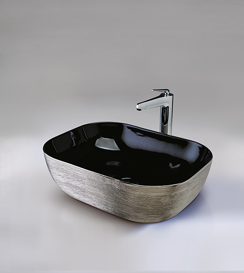 Aquant Platinum Silver and Black Wash Basin