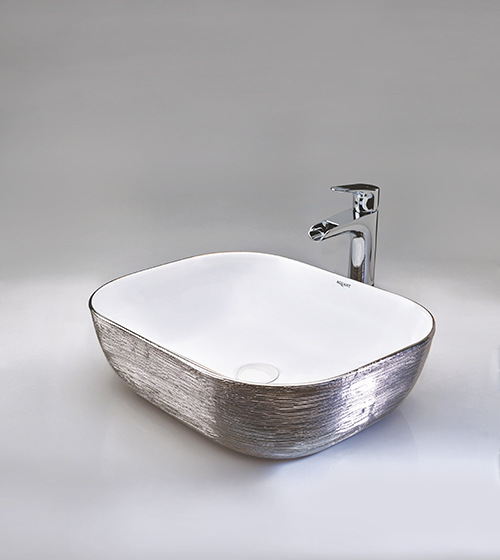 Platinum + White Table-Mounted Wash Basin – Aquant India