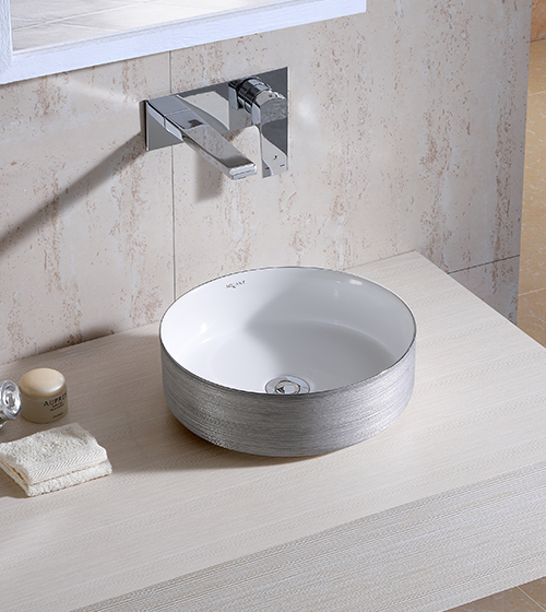 Platinum + White Table-Mounted Wash Basin – Aquant India