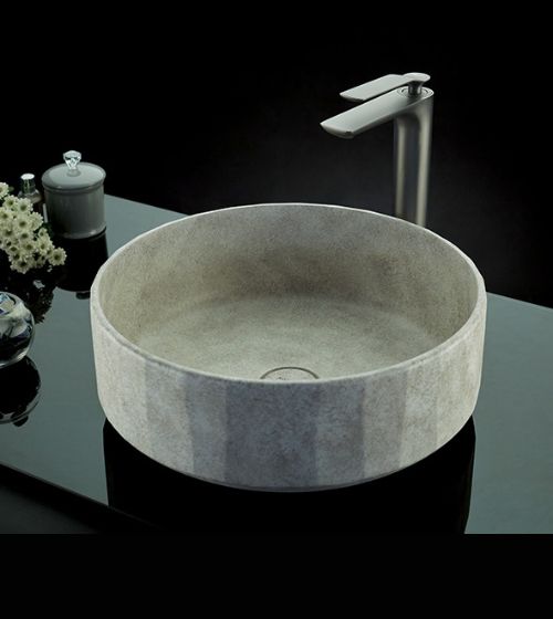 Beige Concrete Table Mounted Wash Basin with Pop-Up Waste Coupling – Aquant India