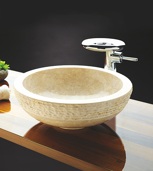 Crown - Travertine Cream Marble Basin – Aquant India