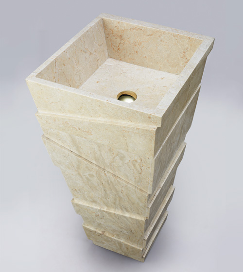 Keyon Crema - Travertine Marble Pedestal Basin – Aquant India