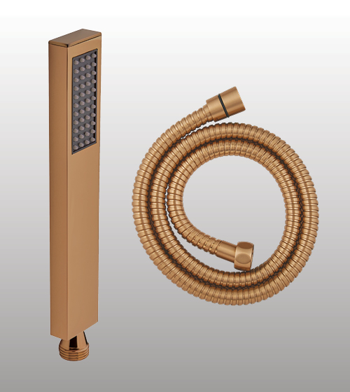 Brushed Rose Gold Hand Shower Set with1.5mtr Flexible Hose & Swivel Hook – Aquant India