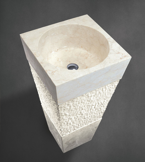 Asura - Travertine Cream Marble Pedestal Basin – Aquant India