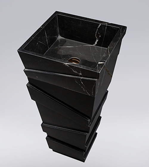 Keyon Noir - Nero Marquina Marble Pedestal Basin – Aquant India