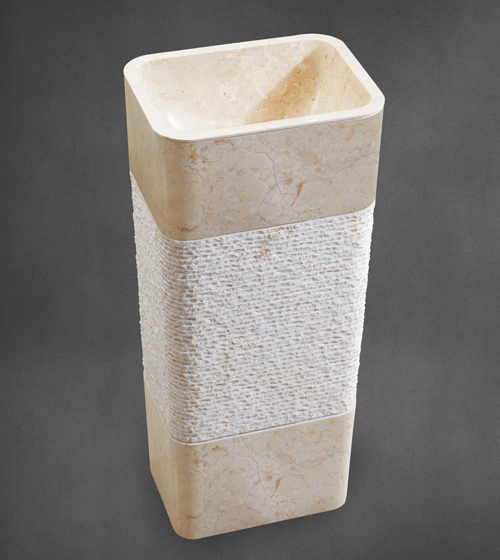 Thumbu - Travertine Cream Marble Pedestal Basin – Aquant India